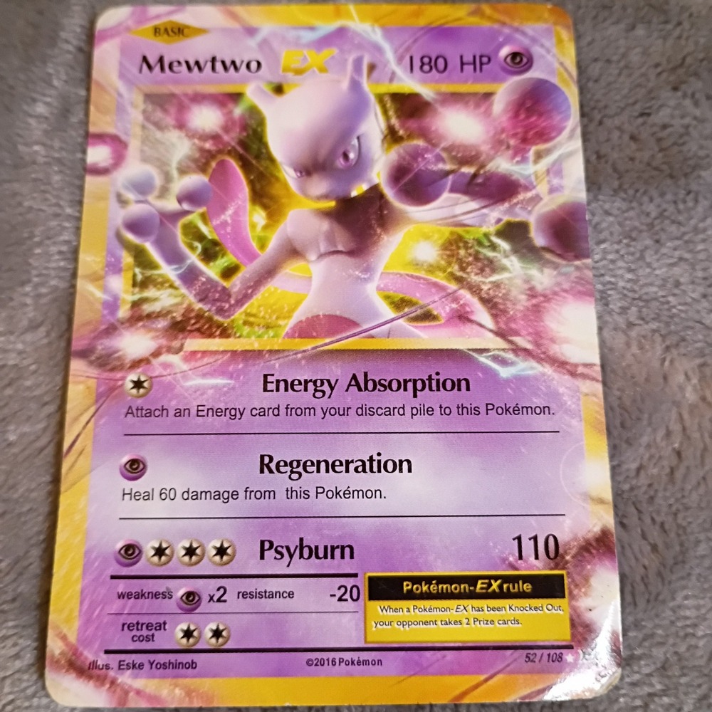 Pokemon Mewtwo EX 52/108 XY Evolutions Rare Holo Foil Psychic Card 2016 hp